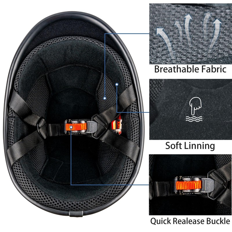 Yesmotor Half Helmet Polo Cap Half Shell Open Face Motorcycle