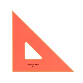 Pacific Arc Drafting Triangle, 6-inch, 45/90 Degrees, Fluorescent Orange