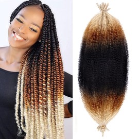 Xtrend 8 Packs 20 Inch Soft Springy Afro Twist Hair Pre-Separated Spring Twist Hair for Faux Locs Natural Marley Twist Crochet Braiding Hair Synthetic Hair Extensions 8 Strands/Pack 1B27613#