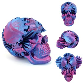 Gear Skull Ball, Gearhead Sphere, 3D Printed Gear Skeleton, Gear Ball Spin Ball Fidget, Gearsphere for Stress and Anxiety Relaxing (Purple)