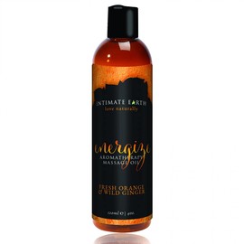 Intimate Organics Energizing Massage Oil, Fresh Orange and Wild Ginger, 4 Ounce