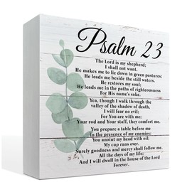Christian Decor, Box Sign Tabletop Decor, Rustic Christian Sign, Shelf Table Decor, Christian Home Decor for Church Bathroom Dining Living Room, Psalm 23 Scripture Sign - The Lord is My Shepherd