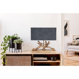 Creative Co-Op Rustic Resin Bird Table Lamp with Black Rectangle Shade, Gold Finish