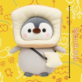 ZPSCXQ Penguin Plush, 25cm Toast Bread Stuffed Animal, Soft Cuddly Toy for Kids and Adults, Cute Decorative Companion for Home and Gifts
