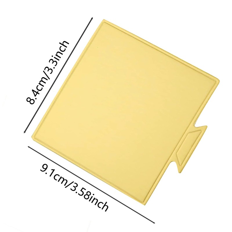 YYaaloa 200pcs 3.3 Inch Mini Square Golden Cake Boards Mousse