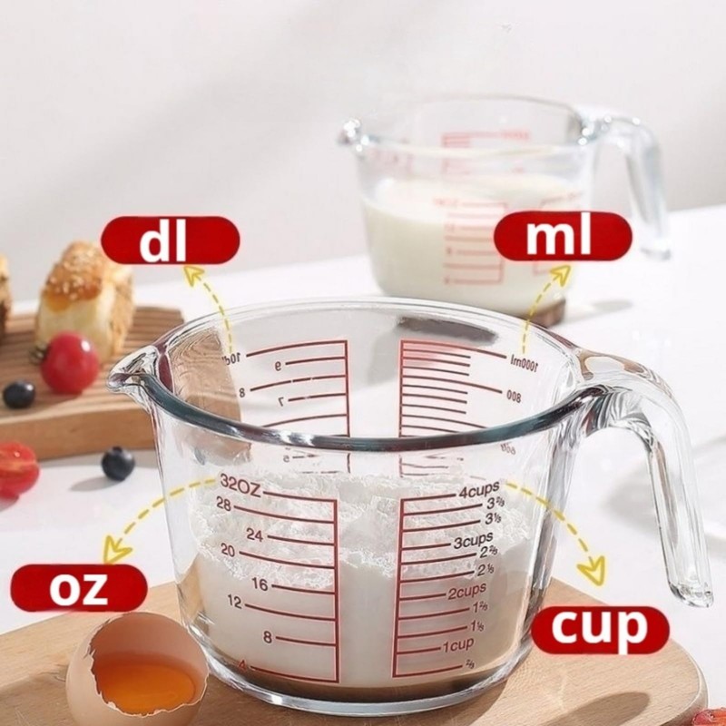 Jsshliom 3 Glass Measuring Cups Set,1,2,4Cups,Borosilicate Glass Liquid Measuring Jug