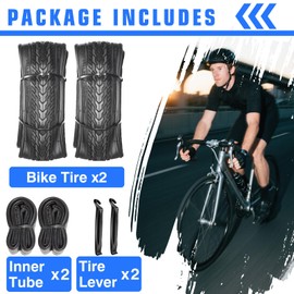26x1.75 Bike Tires (47-559) 26 Inch Bike Tires or with 26" Bike Tubes 32mm Schrader Valve Suitable for 26 x 1.5 26 x 1.75 26 x 1.95 Bicycle Tires and Tubes for City Road Bicycles (2 Tires 2 Tubes)