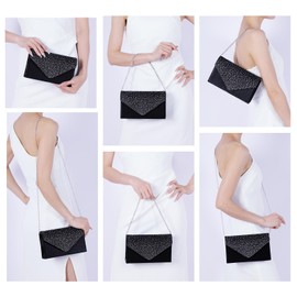 Evevictor Rhinestone Clutch Purse for Women Sparkling Party Evening Bag Formal Wedding Cocktail Prom Handbag (Black)