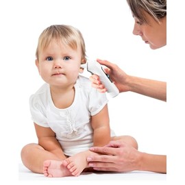 femometer Infrared Ear Thermometer for Adults & Kids, Highly Accurate 1-Second Reading, 30 Memory Recall, 3-Color Fever Alarm, Includes 21 Disposable Probe Covers & Storage Case