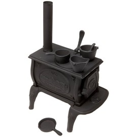 Old Mountain 10142 Black Mini Box Stove Set, with Accessories, 10 1/2 Inch Tall, Toy