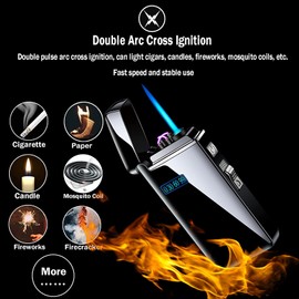 Electronic Lighter, USB Rechargeable Lighter, Smart Fingerprint Ignition Flameless Windproof Electric Lighter, Plasma Mute Cycle Charge Lighter for Camping Indoor (Blue Ice Dragon)