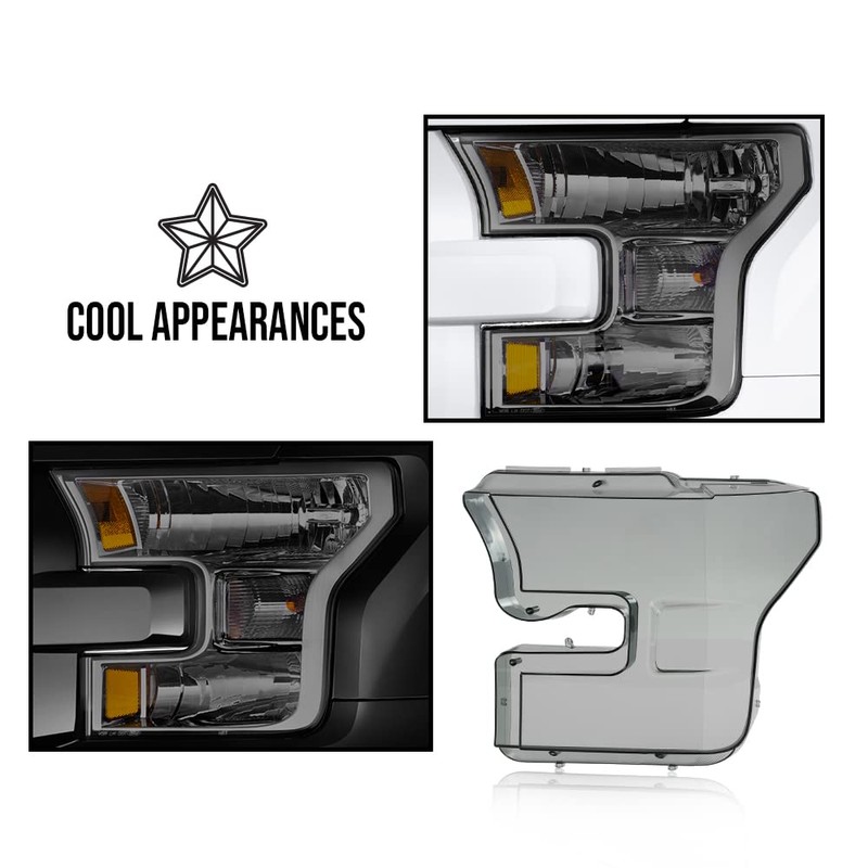 CHEDA Headlights Headlamps Cover Replacement Compatible with 2015 2016 2017