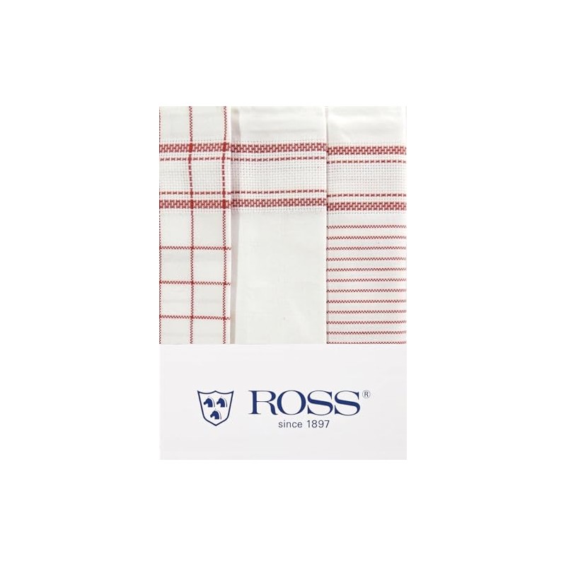 Ross - Cotton - Set of 3 Tea Towels (Red)