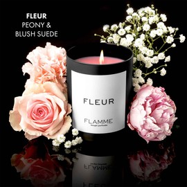 FLAMME Candle Co. Fleur | Peony & Blush Suede Scent | 10 oz | 60 Hour Burn Time | Luxury Candle | All Natural Soy