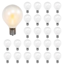 Holiday Bright Lights Belle Luci G50 Replacement Bulbs, 25PC Dimmable Warm White Frost LED Bulbs for Outdoor Patio String Lights