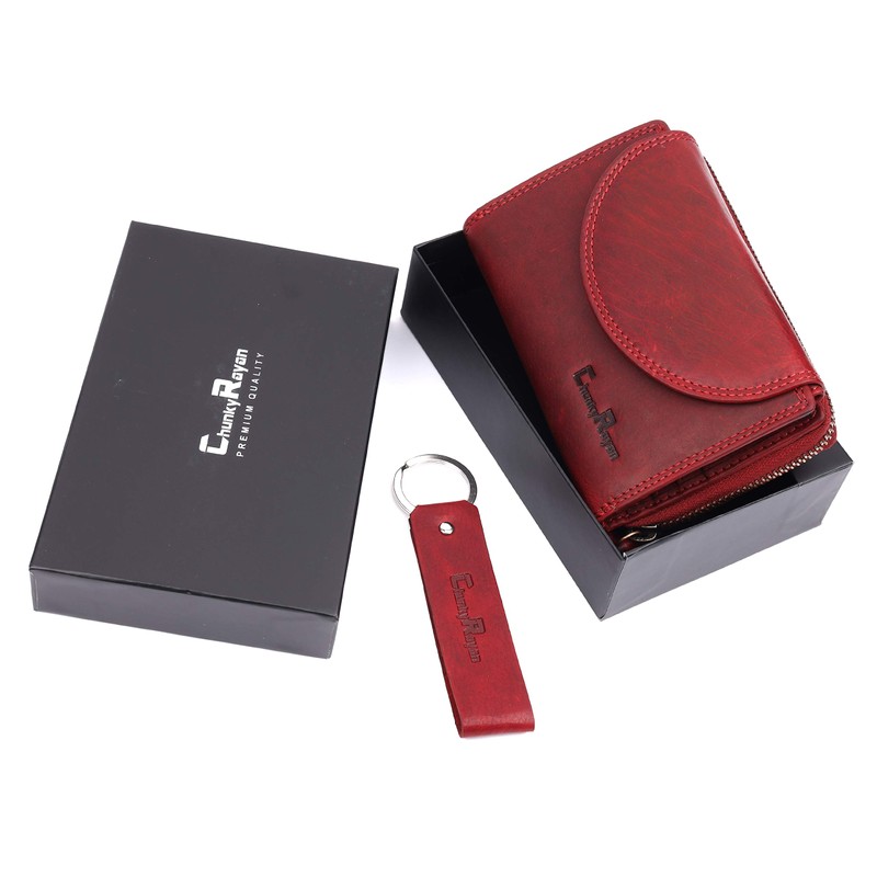 Chunkyrayan Genuine Leather Women's Purse, High-Quality, Vintage, RFID Protection, Includes