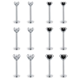 JFORYOU Bioflex Clear Lip Piercing Labret Monroe Stud Lip Ring Tragus Helix Earring Piercing Earring 1.2 mm 6 mm 8 mm 10 mm 12 mm, Metal