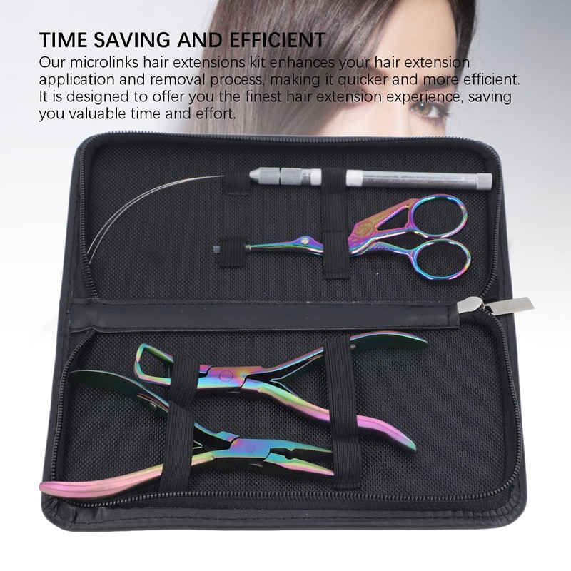 4pcs Hair Extension Tools with Pliers Wire Loop Beading Hook