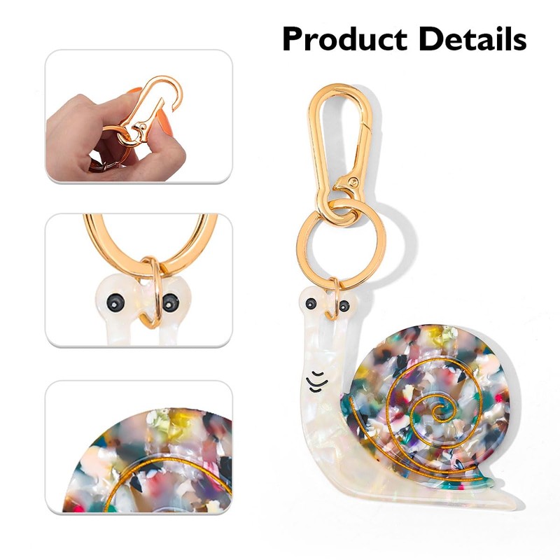 PERSONFUN Cozy Snail Bag Charm Keychain - Kawaii Acrylic Snail