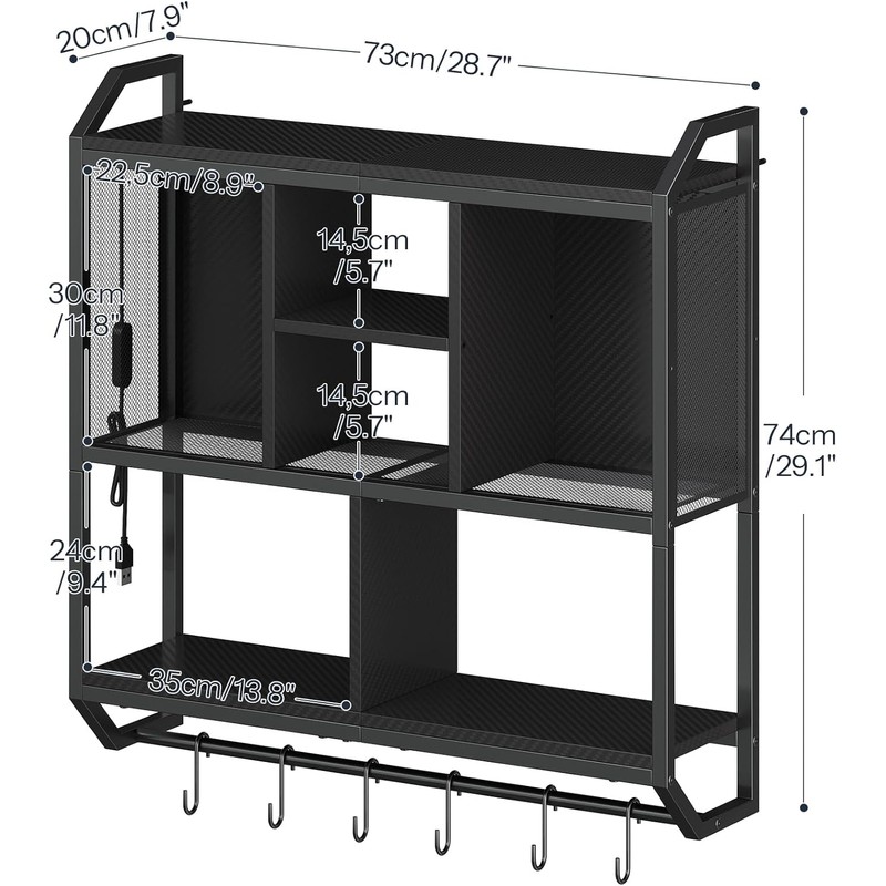 HOOBRO Gaming Floating Shelves with LED Lights, 28.7" LED Wall
