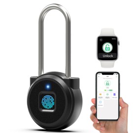 Dhiedas Fingerprint Lock, 2.1 Inch Long Shackle Locker Lock Digital Bluetooth Biometric Outdoor Waterproof Combination Lock for Locker School Gym Sports Locker Toolbox Case Hasp Storage