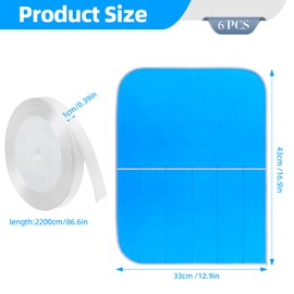 Pack of 6 Silver Storage Bags, Tarnish Resistant Silver Protective Bags, Blue Silver Cutlery Holder Cutlery Storage Organiser, Fabric Place Setting Roll with White Ribbon for Teaspoon Utensils