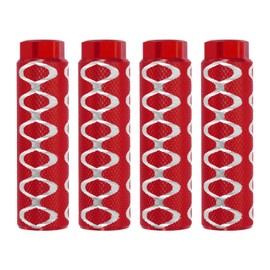 PATIKIL Bike Pegs Fit 3/8 Inch Axles, 4 Pack Aluminum Alloy Anti-Skid Lead Foot Bicycle Peg Back Seat Stands with Circle for BMX Mountain Dirt Bike Cycling Rear Stunt Pegs, Red