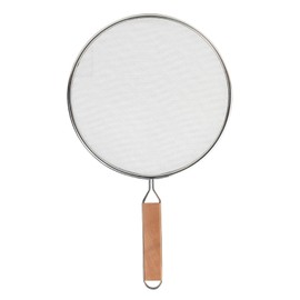 Glavatrix Splatter Screen for Frying Pan, 8 Inch Stainless Steel Grease Splatter Guard with Handle Hot Oil Splash Guard Fine Mesh Frying Pan Shield for Kitchen Cooking Supplies (Wood Handle)