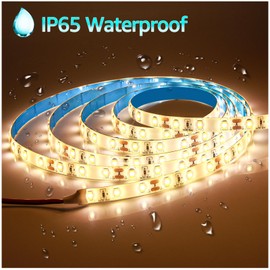 12V Warm White Led Strip Light 6.56Ft Dimmable Led Light Strip, SMD 5630 IP65 Waterproof 3500K Flexible Tape Lights 120 LEDs Rope Light for Bedroom, Desk, Kitchen, Indoor, Outdoor Decoration