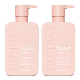 MONDAY HAIRCARE Moisture Shampoo + Conditioner Set for Dry, Coarse, Stressed, Frizzy Hair, Made with Coconut Oil, Rice Protein, Shea Butter and Vitamin E, All Natural, 12 fl oz (Pack of 2)