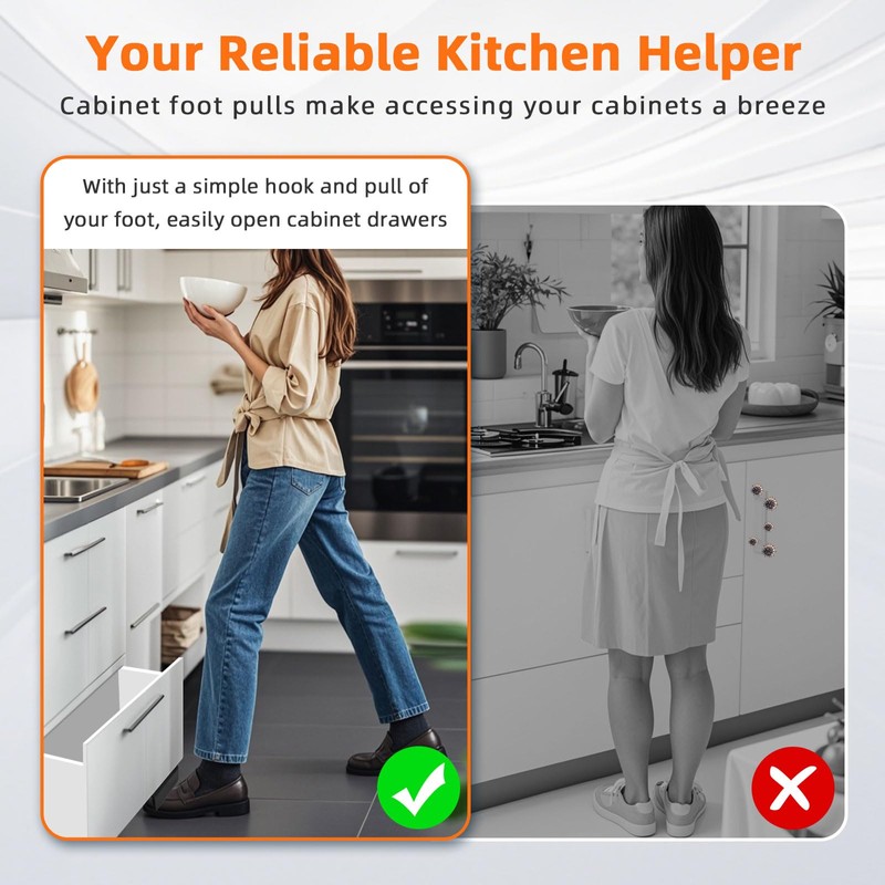 Foot Pull for Trash Cabinet Drawer – Touchless Hands-Free Foot