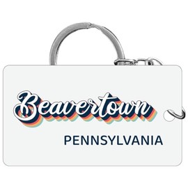 R and R Imports Beavertown Pennsylvania Souvenir Acrylic Keychain 3D Retro Design 4-Pack
