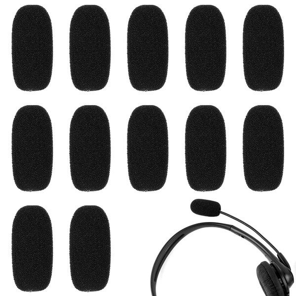 12 Pack Mini Foam Windscreen for Headset Microphone, High Density