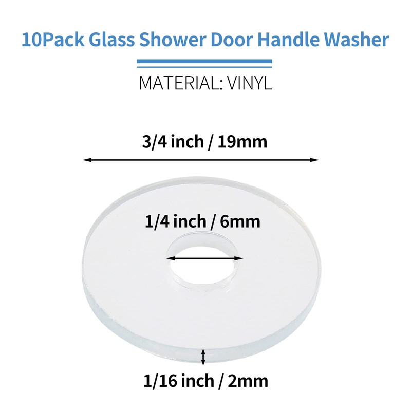 Qjaiune 10 Pack 3/4 Inch Clear Washers for Shower Door