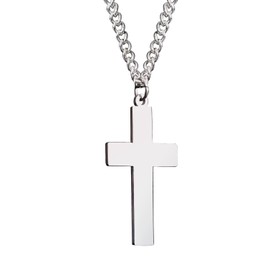 Fervent Cross Necklace - Rhodium Platinum Plated Silver w/Silver Chain - Great Easter