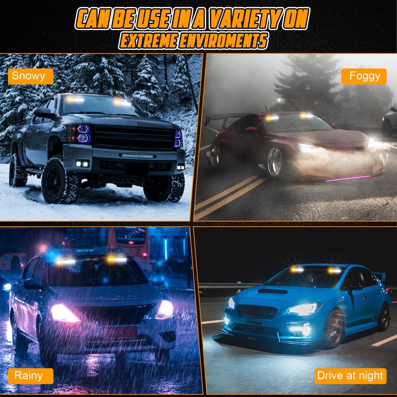 OPPBUY Emergency Dash Strobe Light 6 Flashing Mode Amber White