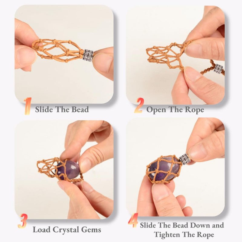 FANASY 4 PCS Crystal Cage Necklace Holder Empty Stone Holder