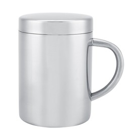Durable Stainless Steel Double Walled Insulated Mug Cups with Handle Lid (M)