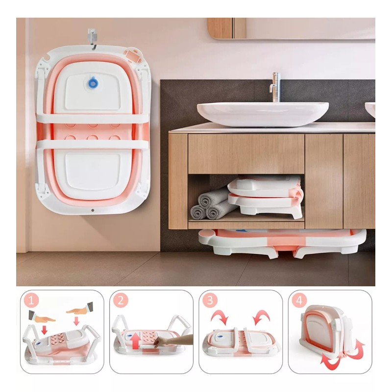 ZHX Bañera Bebés Plegable Tina De Baño Casa Y Viaje