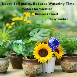 Plant Self Watering Globes, Colorful Glass Plant Watering Device Outdoor