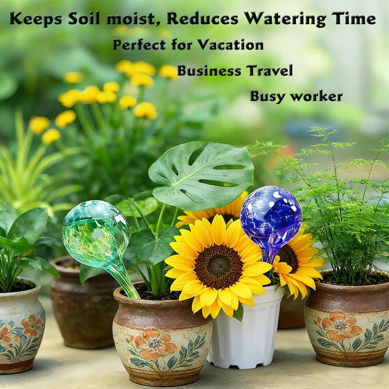 Plant Self Watering Globes, Colorful Glass Plant Watering Device Outdoor