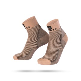 SWORTS Vital Compression Socks Short I Plantar Fasciitis Compression Socks Heel Spurs (Extra Soft Running Socks with Anti-Blister Protection), beige/black