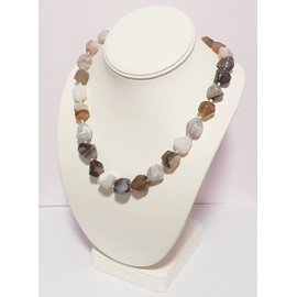Treasure Bay Chunky Statement Natural Gemstone Beaded Necklace for Women, Women's Handmade Necklace (Agate)