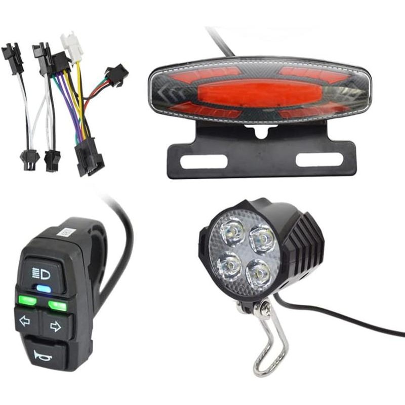 Ebike Headlight and Tail Light Sets, 24V to 48V Front