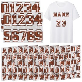 8 Sheets 176 Pcs 2 Inch A-Z Iron on Vinyl Letters & 3.6 Inch 0-9 Iron on Numbers Set, Iron on Letters and Numbers for Clothing, Jersey, Team Sport T Shirt DIY(Football)