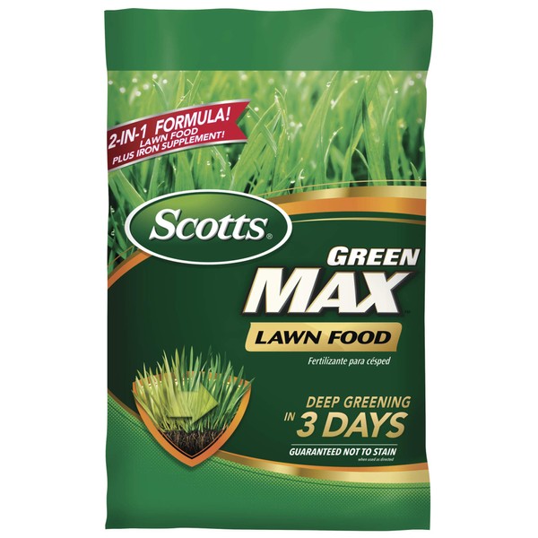 Scotts Green Max Lawn Food - Lawn Fertilizer Plus Iron Supplement Builds Thick, Green Lawns - Deep Greening in 3 Days - Covers 10,000 sq. ft.