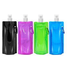 KEWUF 4 Stück faltbare trinkflasche, Faltbare Trinkflasche, Faltkanister, Festival Trinkflasche, Wiederverwendbare Trinkflasche Faltbar, BPA FREIE, Trinkflaschen Faltbar für Wandern, Reisen, Wandern