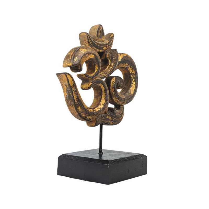Figurine 'Ôm (Aum) Wooden Carved Indian Decoration