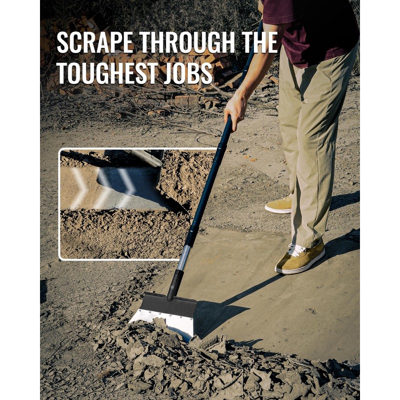Garden Flat Shovel, Heavy Duty Multifunctional Cleaning Shovel with 60"