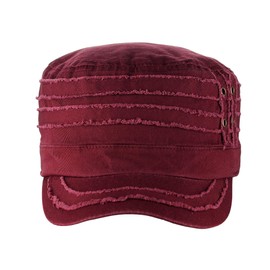 D&Y - Gorra militar unisex de algodón desgastado en capas desgastadas, Borgoña, One Size